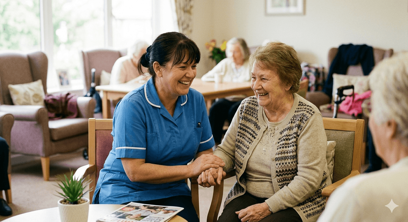 Care worker supporting an adult at home
